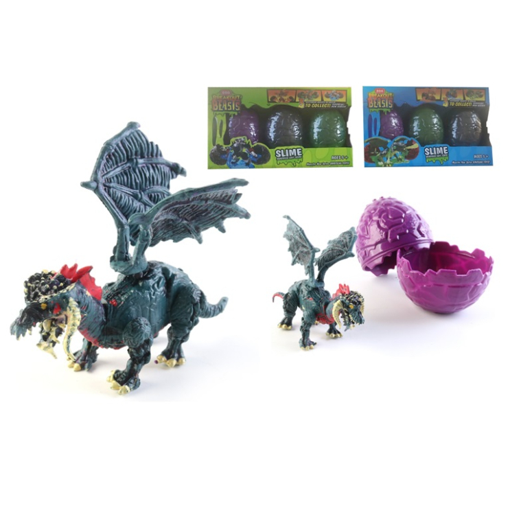 SET DE 3 HUEVOS CON FIGURAS DE DINOSAURIO EN SLIME