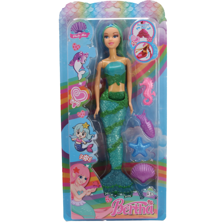 MUNECA SIRENA GRANDE CON ACCESORIOS EN DISPLAY
